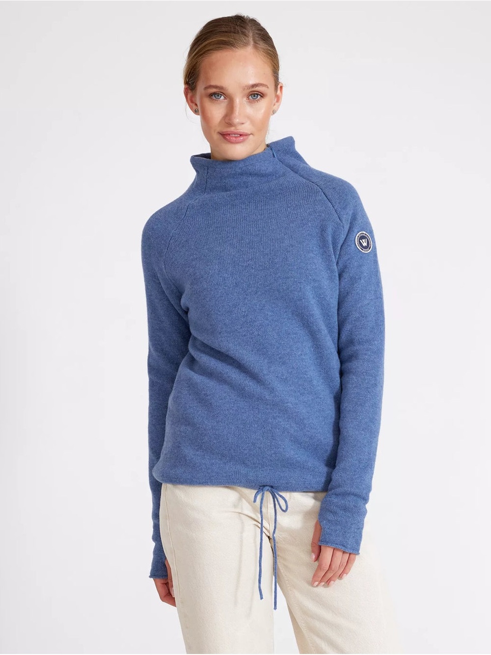 Holebrook Sweden blue windproof funnel neck wool sweater - Picture 3 of 9